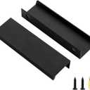 Ravinte 6 Pack Finger Pulls for Cabinets 102mm/4 Length Black Edge Pulls Matte Black Finger Cabinet Pulls Concealed Handles for Kitchen Drawer Finger Edge Pull Tab Handle