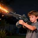 Electric Water Gun with LED Sight, Rechargeable Battery, High Capacity Drum Magazine, Black (Transparent) Ages 3+