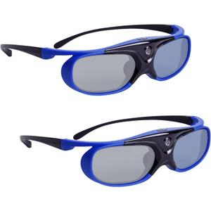 Sintron 2X ST08-DLP 3D Active DLP-Link Glasses Eyewear Rechargeable - 144Hz for 3D-Ready DLP Projectors Including Optoma, BenQ, Acer, Dell, Viewsonic, Vivitek, Sharp, LG, NEC, Mitsubishi (Blue)