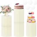 Cylinder Stands for Party,5 Pcs Paper Cylinder Pedestal Stand with Acrylic Disc Foldable Round Pillars Pedestal Cake Stands for Wedding Party Decor (White)