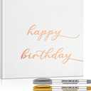 Engrowtic Birthday Scrapbook for 16th 18th 50th 60th, Happy Birthday Guestbook 7.87 x 7.87 Inches Photo Booth Album Signature Book with Gold Silver and Black Gel Pens, 72 Sheets (White)