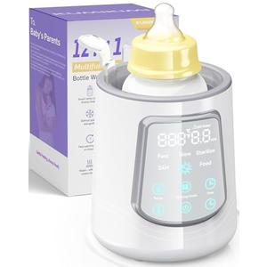12 in 1 Fast Baby Bottle Warmer with Even Heating No Hot Spots, Night Mode, Sterili-zing,Constant Temp Milk Warmer for Breastmilk & Formula, Fits All Bottles Lt-Gray