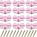 12pcs Pink Bow Cabinet Knobs Zinc Alloy Single Hole Drawer Knobs Cabinets Hardware Pulls Decoration Dresser Handles for Nursery Girls Room Vanity Bedroom Home Desk Wardrobe