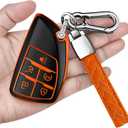 for for Chevy Key Fob Cover with Keychain Soft TPU Protection Case Compatible with 2021-2026 Chevrolet Equinox Blazer Tahoe Suburban GMC Yukon Denali Silverado 5-Buttons (Orange)