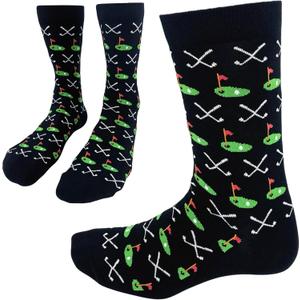 I'D RATHER BE CHASING Funny Mens Socks, Golf & Pickleball Gifts for Men, Golfers Unique Crew Sock, Golfing Gift Accessories (Black)