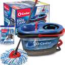 O-Cedar RinseClean Spin Mop & Bucket System + 1 Extra Mop Head | Clean with Clean Water | Removes 99% of Bacteria (Rinseclean Spin Mop & Bucket + 1 Extra Refill)