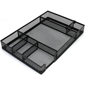 EsOfficce Desk Drawer Organizer 2 Pack Tray with Adjustable Compartments, 6 Grid Metal Mesh Drawer, Multi-use Desk Organizer Storage Box Set for Office,Home,School Supplies, 12.6X9X1.9 inch