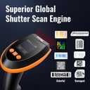 Tera Barcode Scanner Wireless with Screen: Pro Version 1D 2D QR with Setting Keypad Charging Cradle Works with Bluetooth 2.4G Wireless USB Wired Handheld Bar Code Reader HW0009