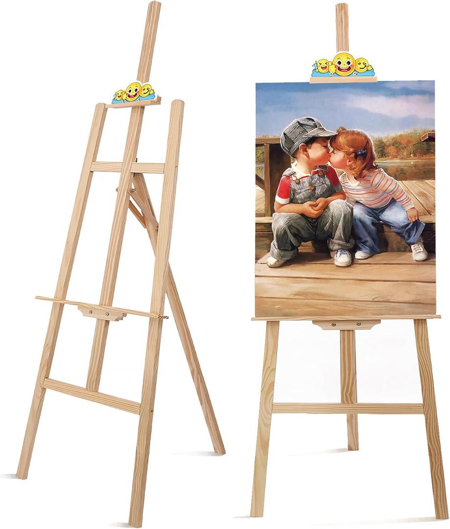Wooden Easel Stand for Sign and Painting - Adjustable Artist Easel for Adults - Home & Wedding Display, Art Easel with Canvas Holder for Studio, Classroom