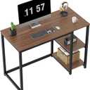 SINPAID 40" Vintage Desk with Shelves, Sturdy Dark Brown Desks with Storage, Rustic Desk Wooden