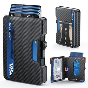 BESSIO Slim Wallet for Men - Minimalist Mens Wallet with Money Clip, Aluminum Pop Up Card Case and Leather Slots Credit Card Holder RFID Blocking Wallet for Men with Gift Box