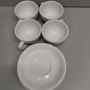 LE TAUCI 6 oz Cappuccino Cups with Saucers, Ceramic Coffee Cup for Au Lait, Double shot, Latte, Cafe Mocha, Tea - Set of 4, White