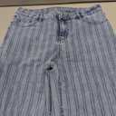 GRAPENT Striped Jeans for Women Trendy High Waisted Wide Leg Dressy Casual Slight Stretch Denim Pants Trouser Jeans (Large, Bay Blue)