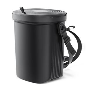 Waretary Trash Can for Car Garbage: Leakproof Silicone Car Waste Bin w/Lid for Drivers and Passengers; 2 Gallon Garbage Container for Vehicle, Sedan, SUV, Van, MPV & Truck (Black)