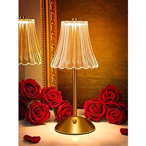 Vintage Lamp,2000mAh Rechargeable Lamps Small Cordless Lamps,3 Colors+10 Brightness+Touch Small Lamp for Kitchen Counter,Battery Operated Ambient Light for Bedroom/Bathroom Shower/Table,Gift for Girl