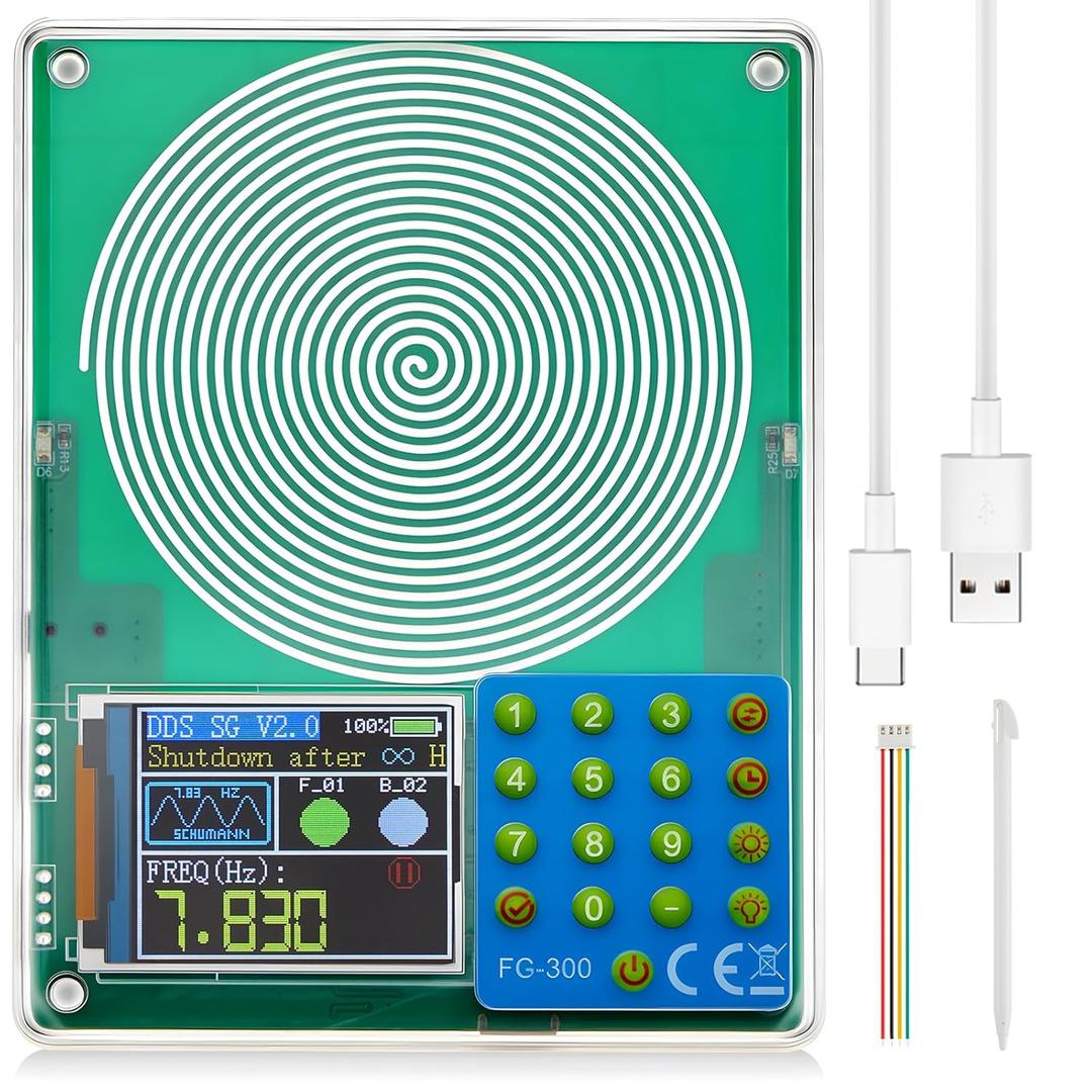 0.1Hz-200000Hz Adjustable Schumann Sine Wave Resonance Generator Ultra Low Frequency Generator Resonator Sound Frequency Machine with USB and Magnetic Acrylic Case