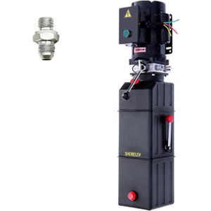 220V 60Hz Hydraulic Power Unit, Hydraulic Motor, Dump Trailer Pump14L Plastic Reservoir, Manual Button Control, for Auto Lifts, Vehicle Repair, Garage Equipment, and Industrial Applications