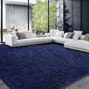 HOMBYS Shaggy Area Rug 10x14 Feet, Ultra Fuzzy Large Plush Faux Fur Carpet for Living Room Bedroom, Non-Skid Fuzzy Rug for Kids Playroom Home Decor, Navy Blue