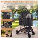 Heavy Duty Pet Stroller, 3-in-1 Dog & Cat Stroller with Detachable Carrier & Car Seat, 132 lbs Capacity for 1 Large/2 Medium Pets, Aluminum Alloy Frame, Shock Absorption, One-Touch Dual Brake, Black