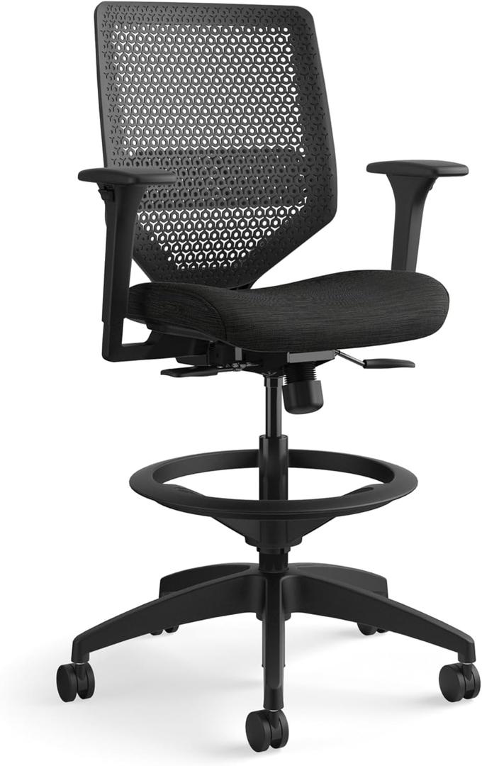HON Solve Standing Desk Chair with Lumbar Support. Reactive High Back Support, Ergonomic Office Chair with Foot Rest, Adjustable Height