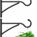 6 Inch 2 Pack Heavy Duty Plant Hangers Outdoor, Metal Plant Brackets for Hanging Baskets, Plant Wall Hooks for Bird Feeders, Wind Chimes & Lanterns, Premium Metal Hooks Matte Black, 30lbs Capacity