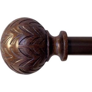 Hermosa 26 in. to 48 in. Adjustable 5/8 in. Single Curtain Rod in Walnut with Finials