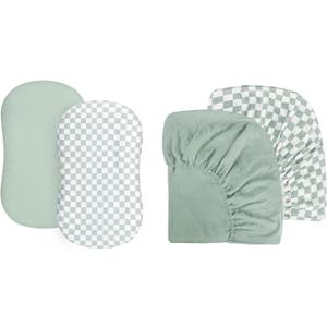 DILIMI Baby Lounger Covers and Muslin Crib Sheets for Baby Boys and Girls 2 Pack, Green and Checkered