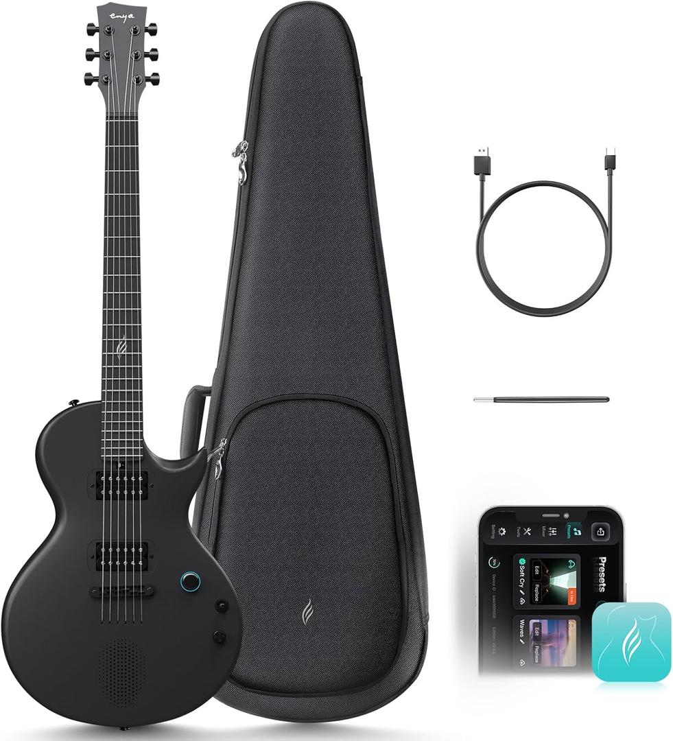 Enya Electric Guitar Nova Go Sonic Smart Electric Carbon Fiber Guitarra with 10W Wireless Speaker, Onboard Presets, All-in-One Portable Rig for Street Performers & Home Studios