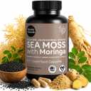 Sea Moss Capsules – Irish Sea Moss with Black Seed Oil, Ashwagandha, Moringa, Ginseng & Ginger for Energy, Vitality & Wellness – Seamoss Nutritional Supplement – Made in USA – 60 Capsules, Best By 11/2028