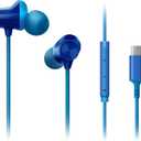 Panasonic ErgoFit Wired Earbuds, in-Ear Headphones with Microphone and Call Controller, Ergonomic Custom-Fit Earpieces (S/M/L), USB-C Compatible - RP-TCM325-A (Blue)