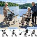 Updated Rollator Walker for Seniors with Seat, 2 in 1 Rolling Walker Wheelchair Combo for Mobility-Impaired, Dual Height Adjustment, Lightweight & Foldable Rollator, Capacity 310lbs (Grey)