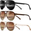 KUGUAOK Polarized Aviator Sunglasses for Women Men Sports Style UV400 Protection Running Sun Glasses Vintage Trendy Shades (One Size, Black+gradient Tea Frame+tea)