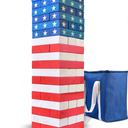 GoSports Toppling Tower - Giant Wooden Stacking Game - Stacks Up to 5 ft - Stars and Stripes