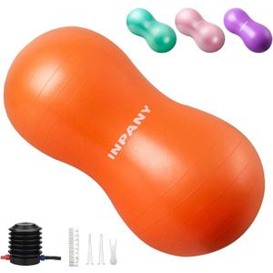 INPANY Peanut Ball - Anti Burst Exercise Ball for Labor Birthing, Physical Therapy for Kids, Core Strength, Flexible Seating, Home & Gym Fintness, Sensory Chair Wiggle Seat for Boys and Girls (Orange)