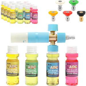 Tool Daily Original Soap Foam Cannon for Pressure Washer, 20 Pack Foaming Car Wash Soap, 5 Power Washer Nozzle Tips, 1/4 Inch Quick Connect