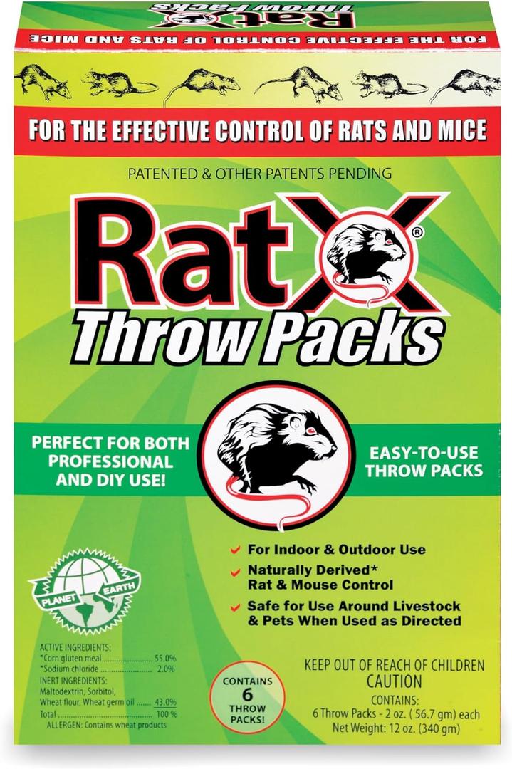 RatX Throw Packs- for All Species of Rats and Mice Safe Around Pets
