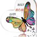 Gifts for Mom from Daughter Son,Butterfly Desk Decorations Best Mom EverMother Birthday Present for Mom Christmas Anniversary and Mothers Day Gifts, 5.9 x 5.9 x 0.6in