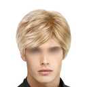 Mens Blonde Short Hair Wig Male Cosplay Wig Men Daily Wear Wig Realistic Men's Wig Layered Synthetic Hair Wig Natural Fluffy Wig Halloween Costume Wig
