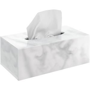 Tissue Box Cover, Marbled Acrylic Tissue Box Holder Rectangle Handmade Facial Tissue Holder Napkin Dispenser for Bathroom Kitchen Bedroom Home Office (Marbled, 9.85" L x 5.1" W x 4.5" H)