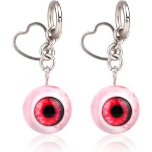2pcs Goth Eyeball Keychain, Halloween Creepy Horror Bag Charm with Heart Key Ring Halloween Accessories for Men Women
