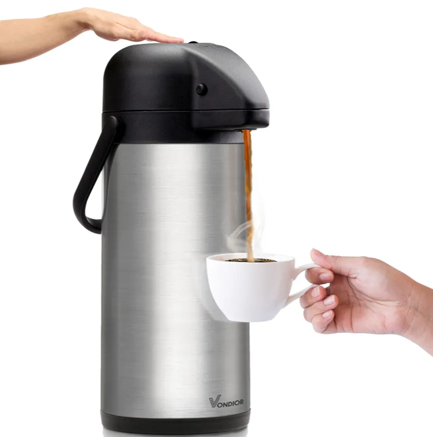 Coffee Carafe for Keeping Hot - 102oz/3L Airpot Coffee Dispenser with Pump - Insulated Stainless Steel Hot Beverage Dispenser for Parties - Thermal Carafe for Hot Drinks Water Tea Chocolate