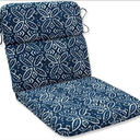 2 Pillows Perfect Outdoor/Indoor Round Corner Chair Cushion, Blue Merida Indigo
