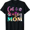 Pet Cat Dog Mom Shirt for Women, Mothers Day T-Shirt (Black, L)