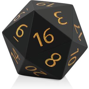 CSITORWWE 55mm Giant D20 Dice, 20 Sided Resin Dice with Velvet Pouch, Titan Polyhedral Dice for TTRPG Tabletop Gaming, Dungeon Masters, RPG Adventures(Black)