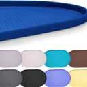 Hubulk 100% Waterproof Silicone Pet Feeding Mat with Raised Edge for Food and Water, Dog Bowl Mats, Cat Bowls Placemat with High Lip Protects Floor for Cats and Dogs (Navy Blue, 16" L x 10" W)