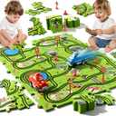 Beby Buty 48PCS Puzzle Race Track Car Set for Toddlers Kids Boys, Toddler Toys Birthday Gifts for 3 4 5 6 Years Old Boys and Girls, Floor Puzzle Tracks Car Toys for Ages 3-5 4-6