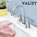Brushed Nickel Bathroom Faucet, 2-Handle Lead-Free 360 Swivel High-Arc Spout 4 Inch Centerset Bath Lavatory Vanity Sink Faucets Set for Sinks with Drain & Water Hoses, VABM80008L