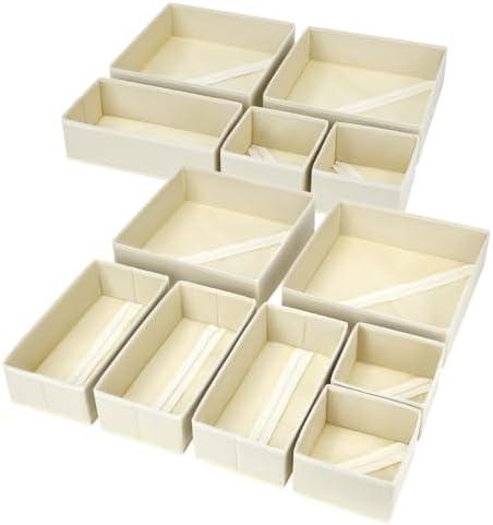 DIMJ Drawer Organizer Clothes, 9 Pack Dresser Organizer, Foldable Closet Organizers and Storage, Fabric Dresser Bins, Drawer Dividers for Nursery, Baby Clothes, Underwears, Sock (Beige)