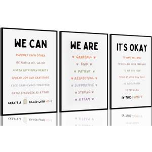 3pcs Affirmation for Kids Wall Art Nursery Wall Decor Daily Inspirational Quotes Posters Positive Motivational Words Prints Canvas Kids Bedroom Painting Pictures for Nursery Playroom Unframed
