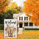 Welcome Fall House Flags for Outdoor Decoration, Thanksgiving Boots with Maple Leaves Flowers Large Yard Flag, Decorative Autumn Seasonal Farmhouse Holiday Outside Decor 28x40 Inch Vertical Double